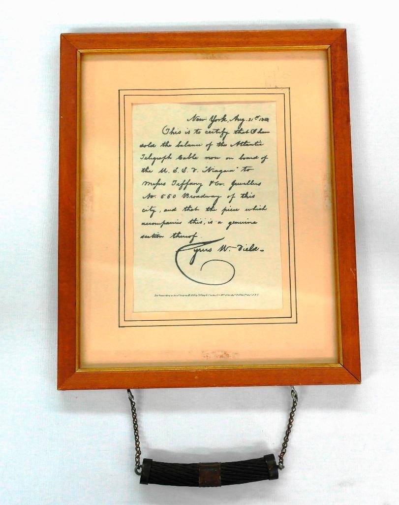 Atlantic Telegraph Cable Section & Tiffany Letter (1 of 6)