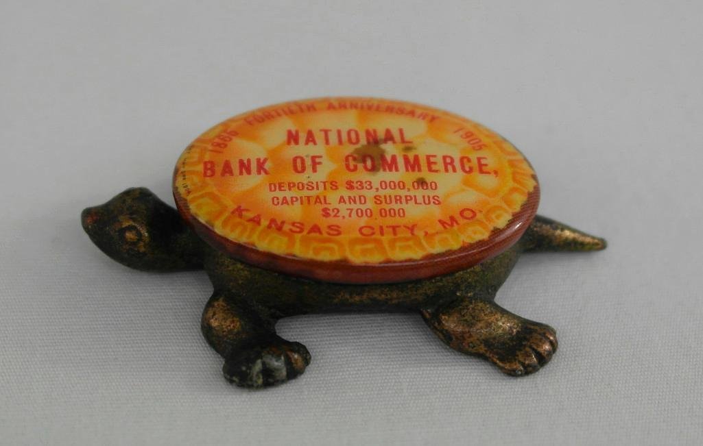 Turtle Advertising Paperweight - Celluloid & Cast Iron (1 of 4)