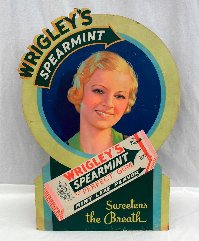 Wrigley's Spearmint Gum Die Cut Cardboard Sign (1 of 5)