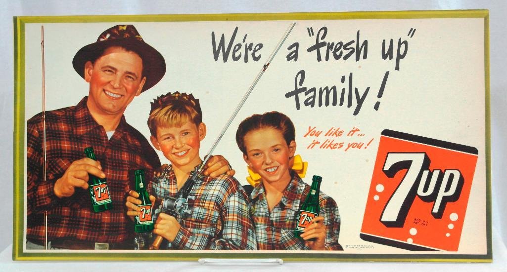 7-Up Trolley Sign Featuring Fisherman Father & Children (1 of 4)