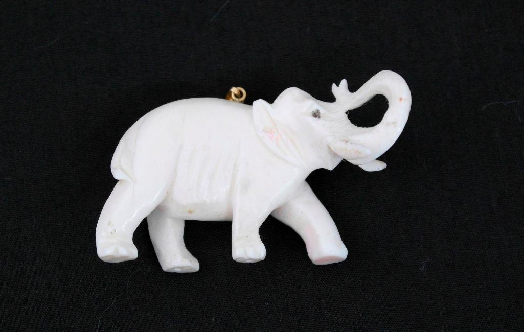 Vintage Carved Ivory Elephant Pendant (1 of 4)