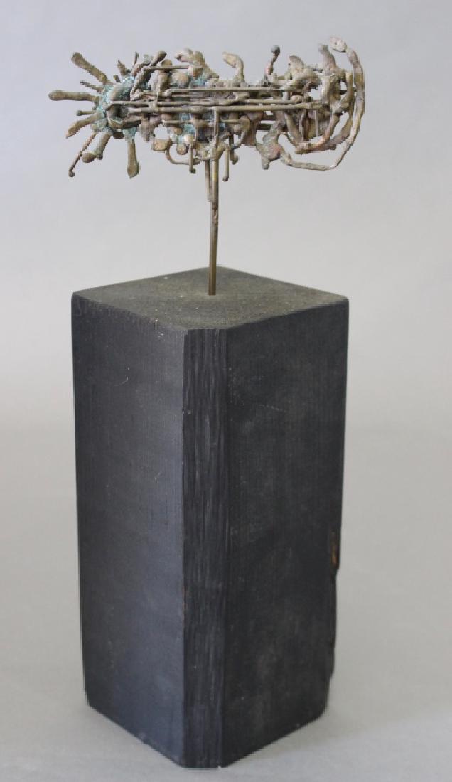 Lowell Lotspeich, Bronze Abstract Sculpture: Lowell Lotspeich, bronze abstract sculpture, mid-century 1963, on block stand. Mr. Lotspeich was renowned architect and artist in Winter Park, Fl. 12.5" overall, signed and dated.