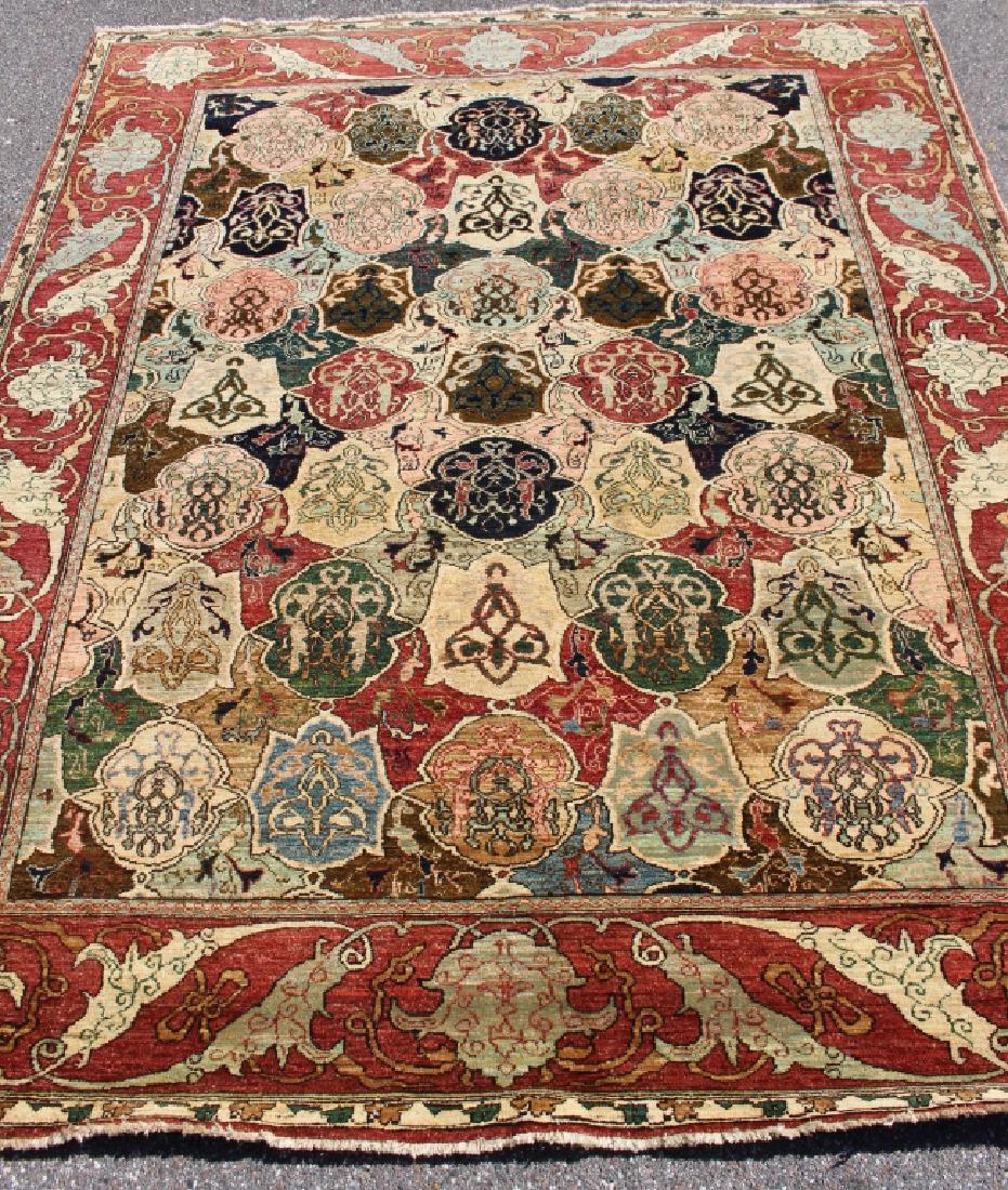 Indo-Persian Hand Knotted Rug 10.5' x 8.2': Indo-Persian hand knotted area rug, 10.5' x 8.2', mixed patterns with Heriz style border and Bakhtiari field, very good condition, 20th century.