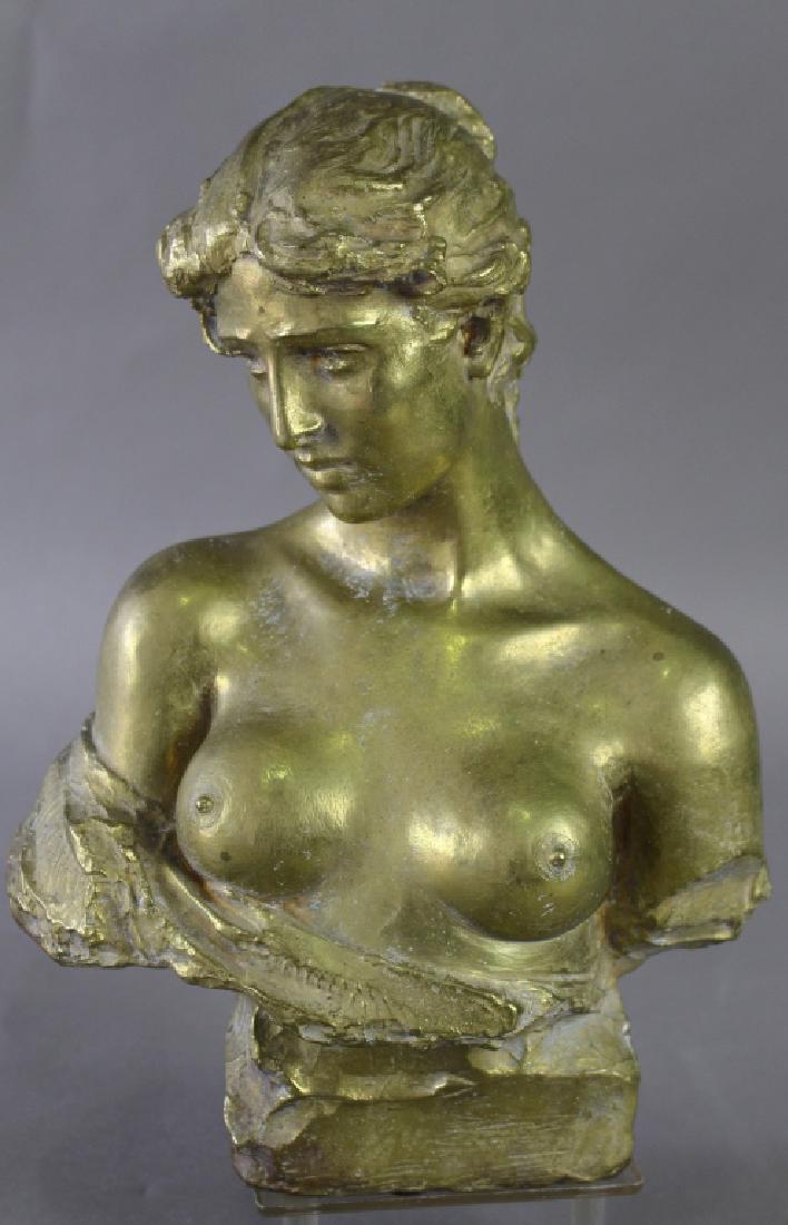 Constantino Barbella Bronze Sculpture: Constantino Barbella, 1852-1925, Art Nouveau bronze sculpture "Lydia", signed and dated 1901, Roma, 12" x 9", good patina and condition.