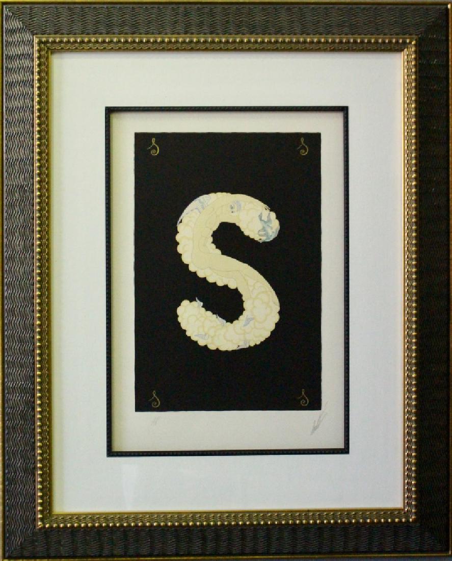 Erte, "S", Serigraph: (Romain de Titroff Erte) 1892-1990, Russia-New York, "S" from the Alphabet Series, pencil signed and "AP" in very nice deep matted frame 26" x 32", very good condition.