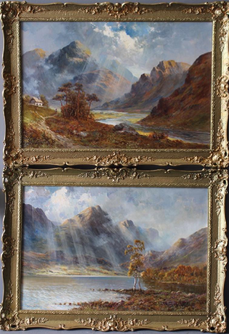 2 Graham Williams, 1895-1950, Oil on Canvas': also known as Francis E. Jamieson, two oil on canvas Scottish landscapes, in matching gold leaf ornate frames, 35" x 26", both signed lower left, one entitled en verso "Arrochar, Scotland", the other