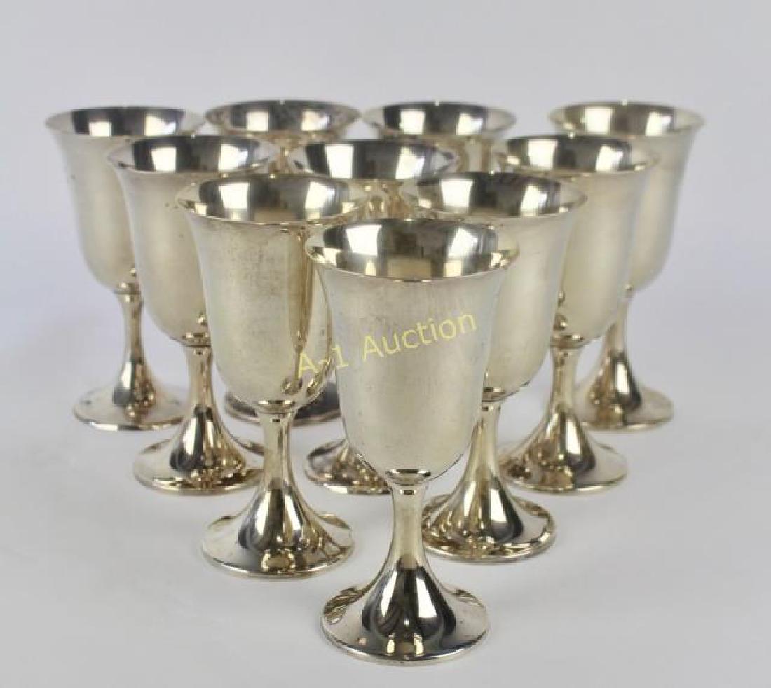 Ten Sterling Silver Goblets: 2 by Gorham, 8 by Preisner Silver Co., all in fine condition, 7", 40.7 ozt.