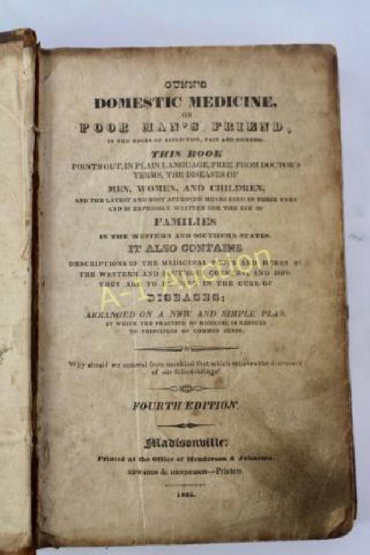 1834 Edition Gunn's Domestic Medicine: or Poor Man's Friend, a very popular book in America in the first half of the 19th century containing home remedies, cures and instruction for family diseases and illnesses, this book dated 1834, fair