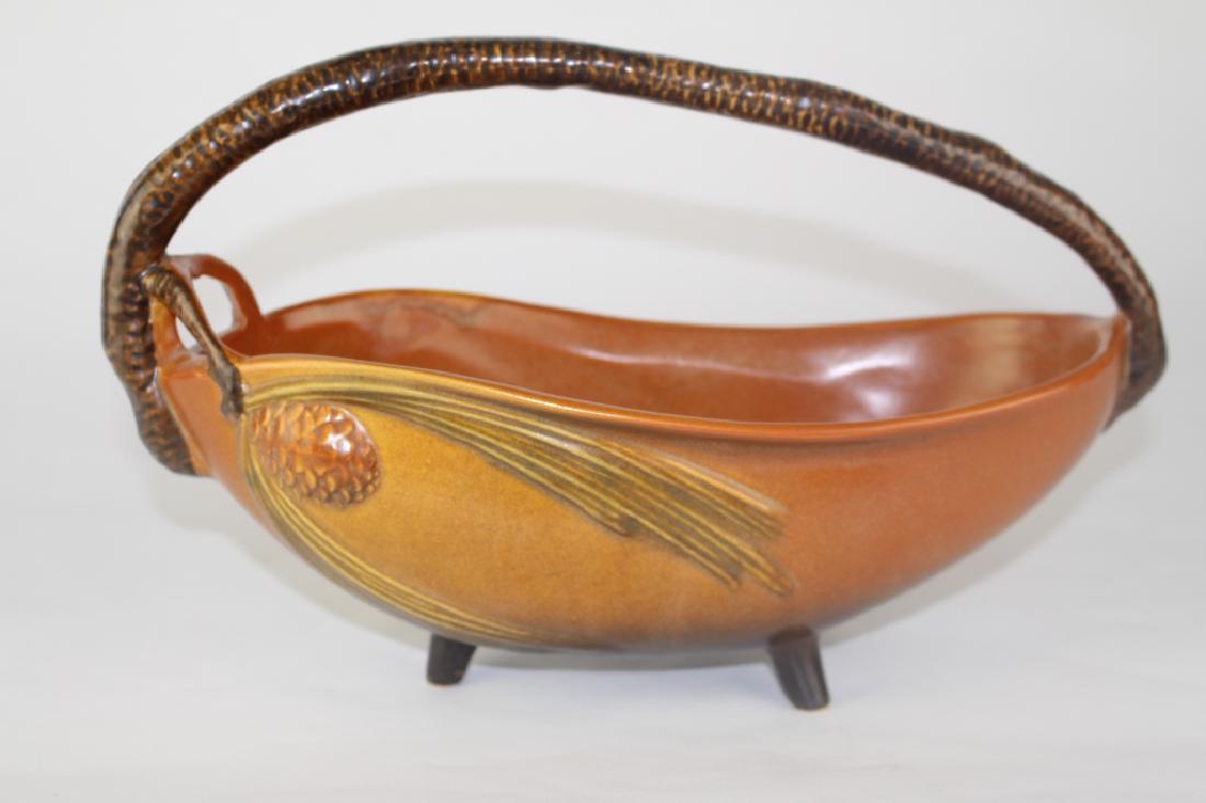 Roseville Brown Pine Cone Basket (1 of 3)