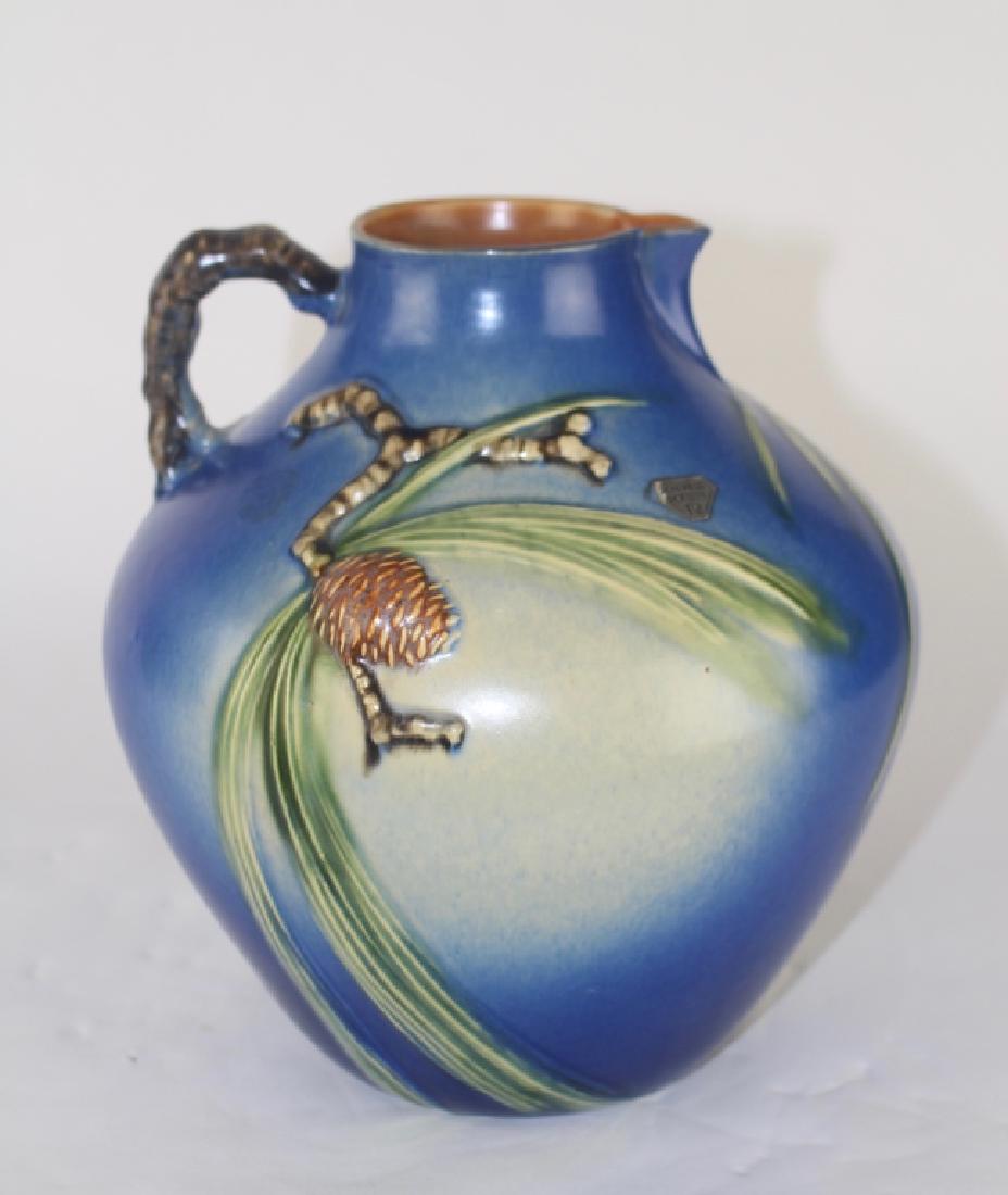 Roseville Blue Pine Cone Water Pitcher (1 of 3)