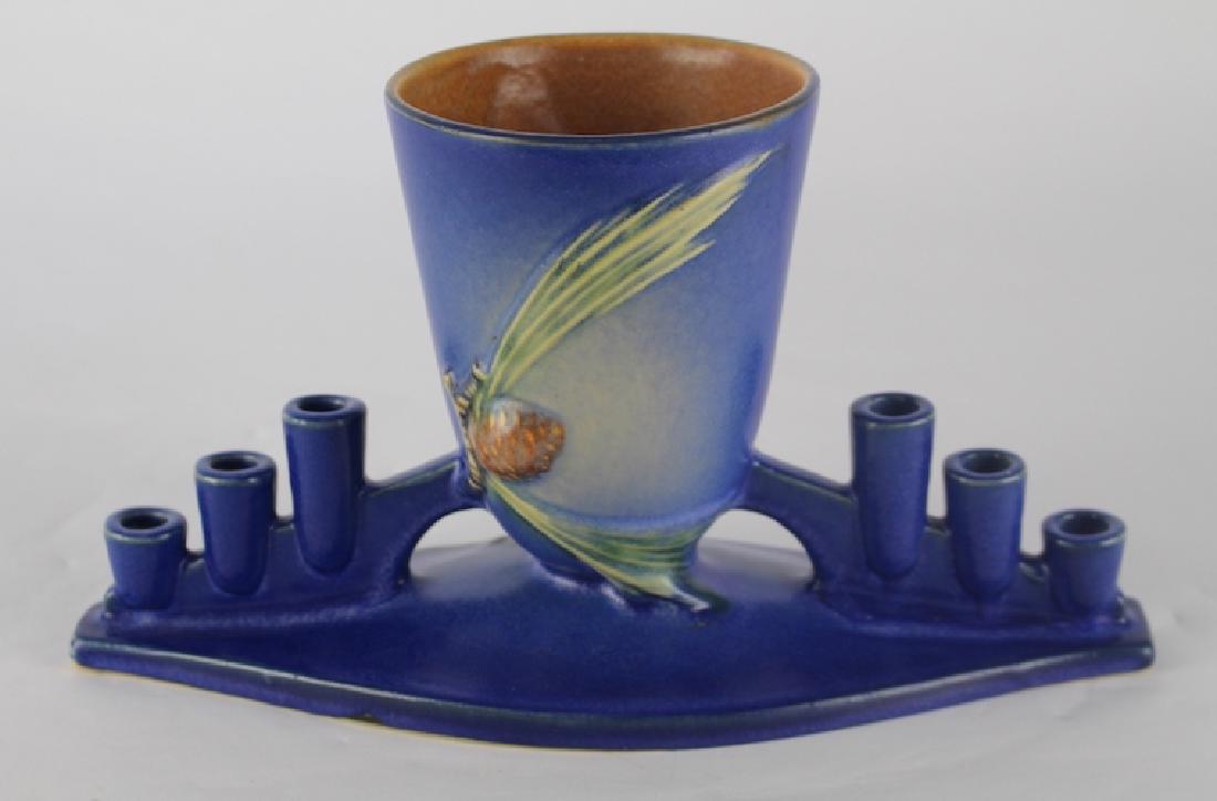 Roseville Blue Pine Cone Vase Candle Holder (1 of 3)