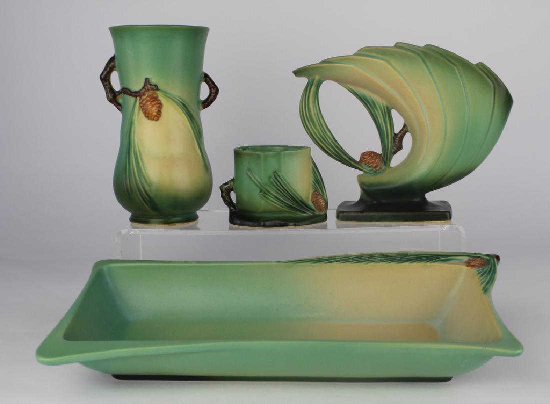 Roseville Green Pine Cone Group 5. (1 of 6)