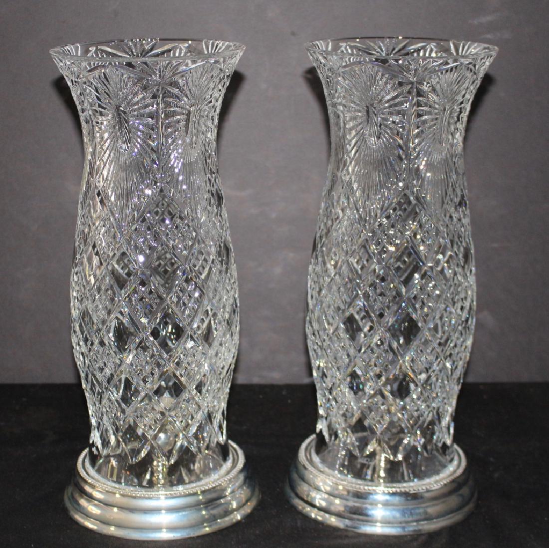 Pair Waterford Crystal Hurricane Lamps