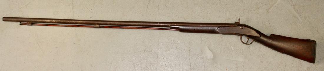 Black Powder Civil War Muzzle Loading Rifle: percussion rifle, probably .50 caliber plus, marked "Charlotte" on plate (italicized) with impressed capital "A" dark walnut stock, ramrod looks original , 45" barrel, wear and condition consistent wi