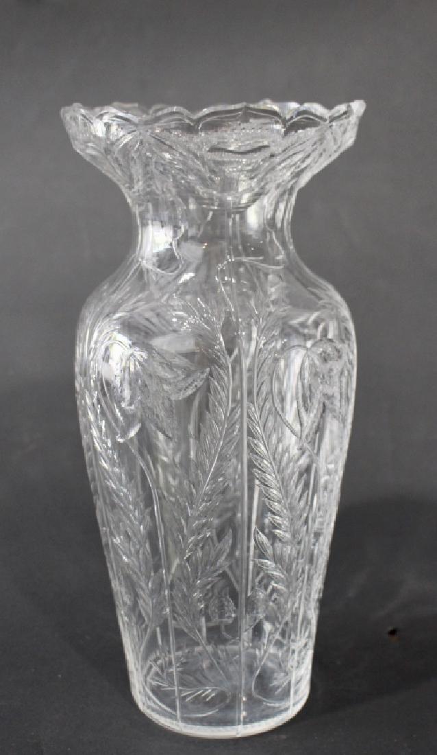 Sinclair Intaglio Cut Vase: large signed Brilliant Period cut glass vase, c. 1890, perfect condition, no chips, extraordinary 13".