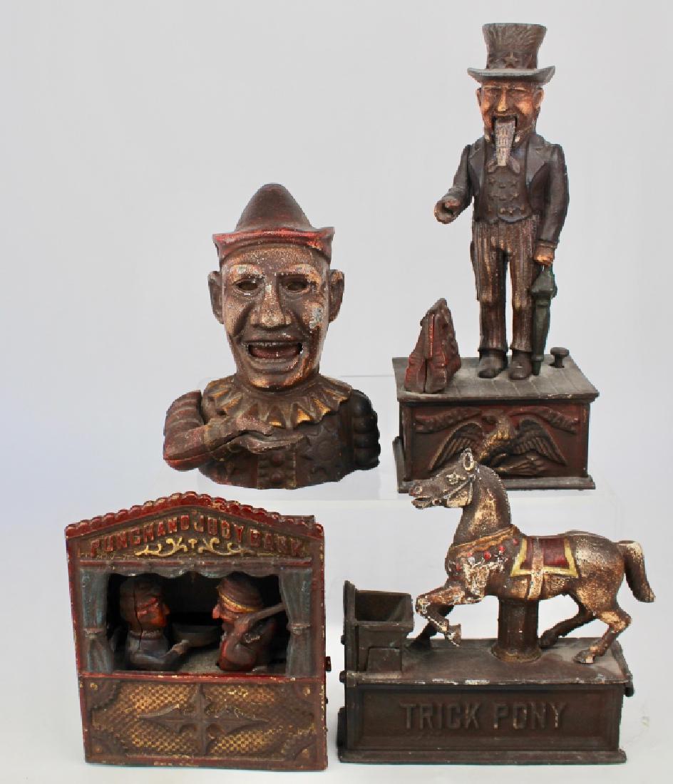 4 Cast Iron Mechanical Banks (reproductions) May 26, 2019 A1