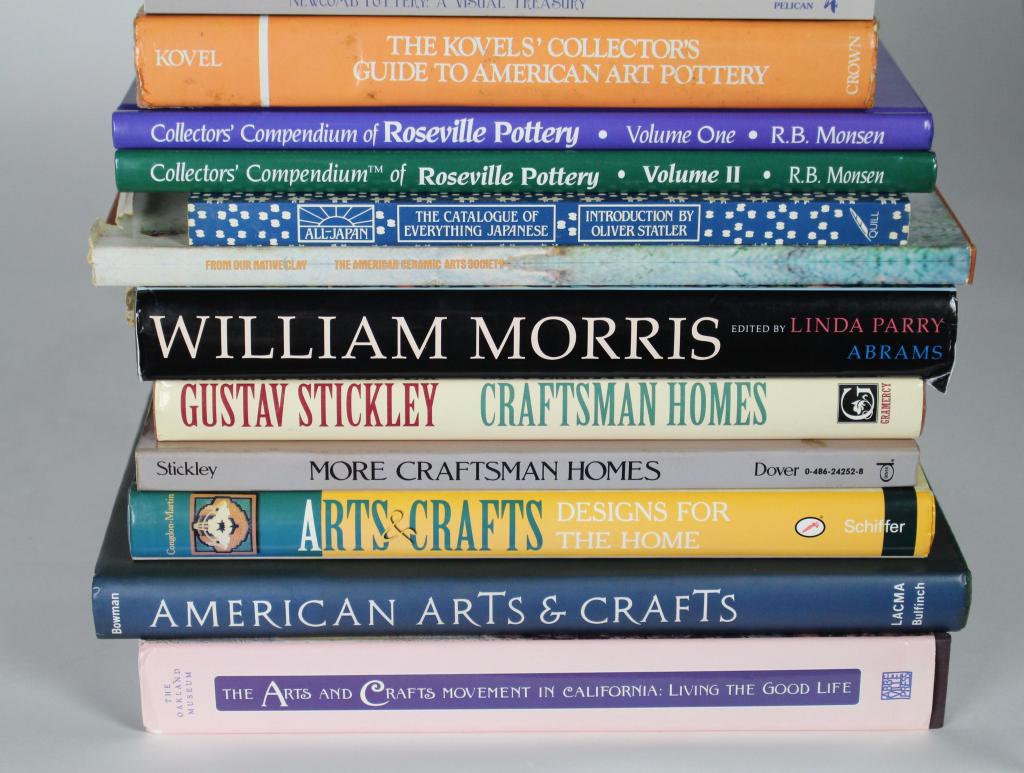 Reference Book Group: Newcomb Pottery, Kovel's Guide to American Art Pottery, out of print Roseville Pottery Collector's Compendium Vol. 1 & 2, Edelberg's From Our Native Clay, All-Japan - Catalog Morris, Gustav Stickley C