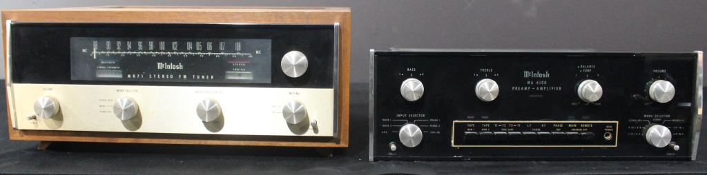 McIntosh Stereo Components: MR71 FM Stereo tuner and a MA6100 stereo Pre-Amplifier-Power Amplifier,(amplifier c. 1972), original owner's manuals, very good condition.