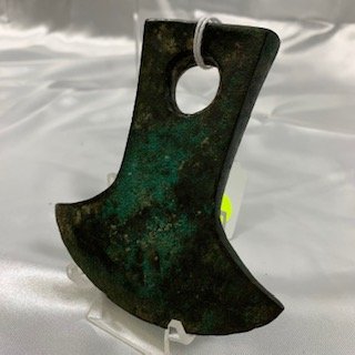 Bronze Age Axe 2nd-3rd Century A.D. Roman: Bronze Age Axe 2nd-3rd Century Probably Roman, Discovered in the British Isles. Good Verde Gris Patina. 4 1/2"x4 1/2"