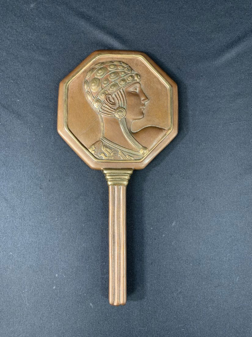Erté Signed Bronze "La Femme" Hand Mirror ,1985: Erté Signed Bronze La Femme Hand Mirror ,1986 12-1/4" x 6 7/8". Marker R.K. Parker, 1985, 178/250.