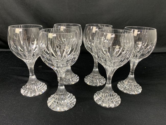 6 Baccarat Massena Water Goblets 7 1/2": 6 Baccarat Massena Water Goblets 7 1/2" tall. Six Goblets. All in excellent condition. We are selling quite a lot of this pattern. Please be sure to view the entire catalog.