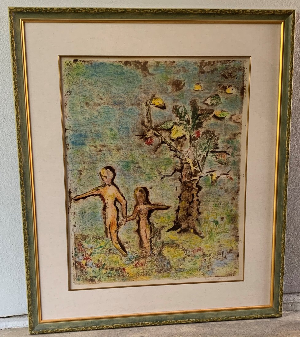 Jane Willoughby Garden of Eden - Lithograph: Jane Willoughby Garden of Eden Lithograph. Framed and signed by the artist. Dated 1963. Measures 33 1/2" x 40". Overall condition is very good.