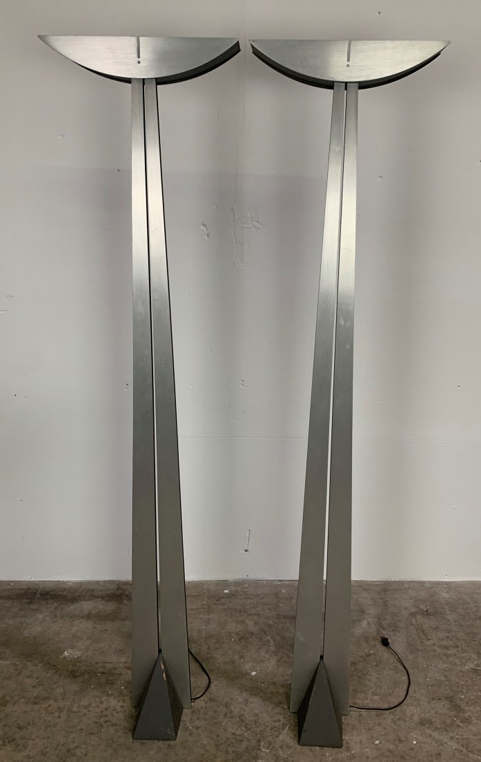 2 Sonneman/Kovacs Mid Century Modern Floor Lamps: 2 Sonneman/Kovacs Mid Century Modern Floor Lamps. Each measures 72" x 17 1/2" x 11". Overall condition is very good.