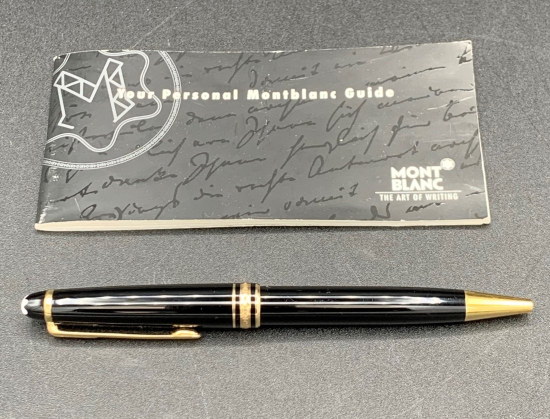 Montblanc Meisterstuck Gold Classique Ballpoint Pen: Montblanc Meisterstuck Gold Classique Ballpoint Pen. Introduced in 1924, a word meaning "Masterpiece". The cap and barrel are crafted in black resin featuring the iconic white Montblanc emblem inlaid 