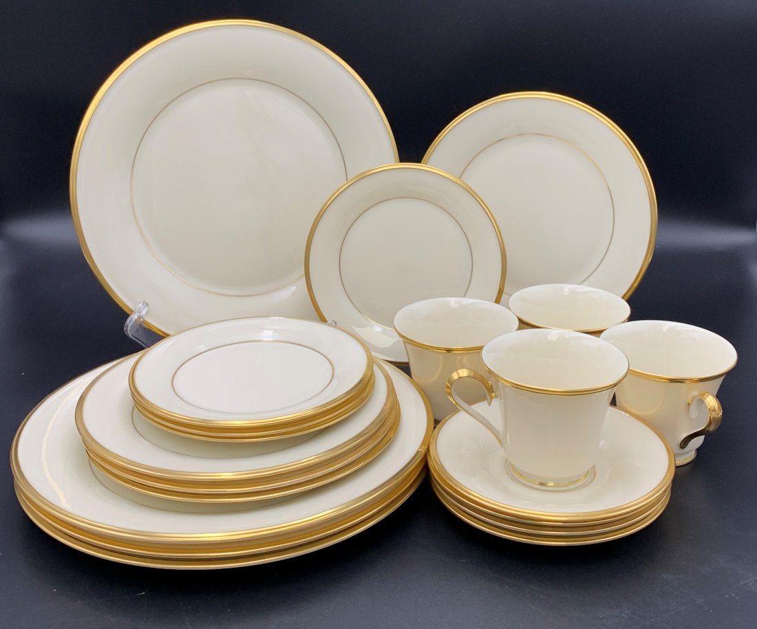 Lenox "Eternal" Service for 4 - 20 Pieces: Lenox "Eternal" Service for 4 - 20 Pieces. Four 10" dinner plates, four 8" salad plates, four 6" bread plates and four cup/saucer sets. Overall condition is very good.