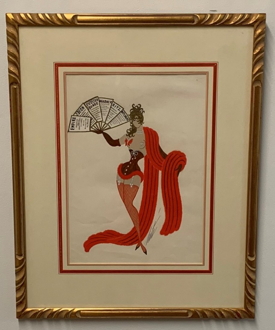 Erte' Signed "Show Girl" Lithograph: Erte' Signed "Show Girl" Lithograph. Frame measures H- 21" x W- 17" and the picture measures H- 13" x W- 9". In good condition.