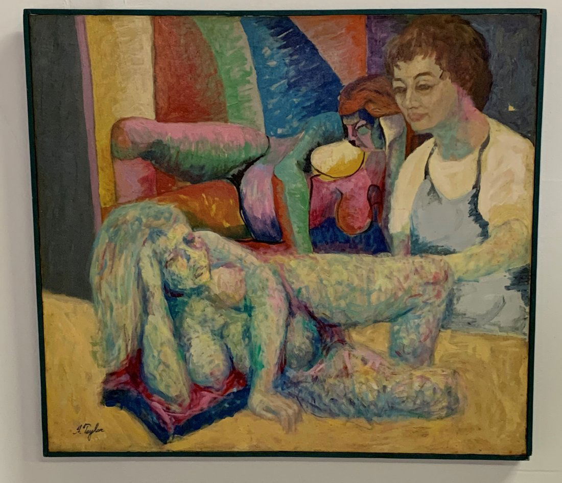 Henry Taylor Nude Women Oil on Canvas Painting: Henry Taylor Nude Women Oil on Canvas. Framed and signed by the artist. The framed artwork measures 37" tall and 41" wide. Overall in good condition.