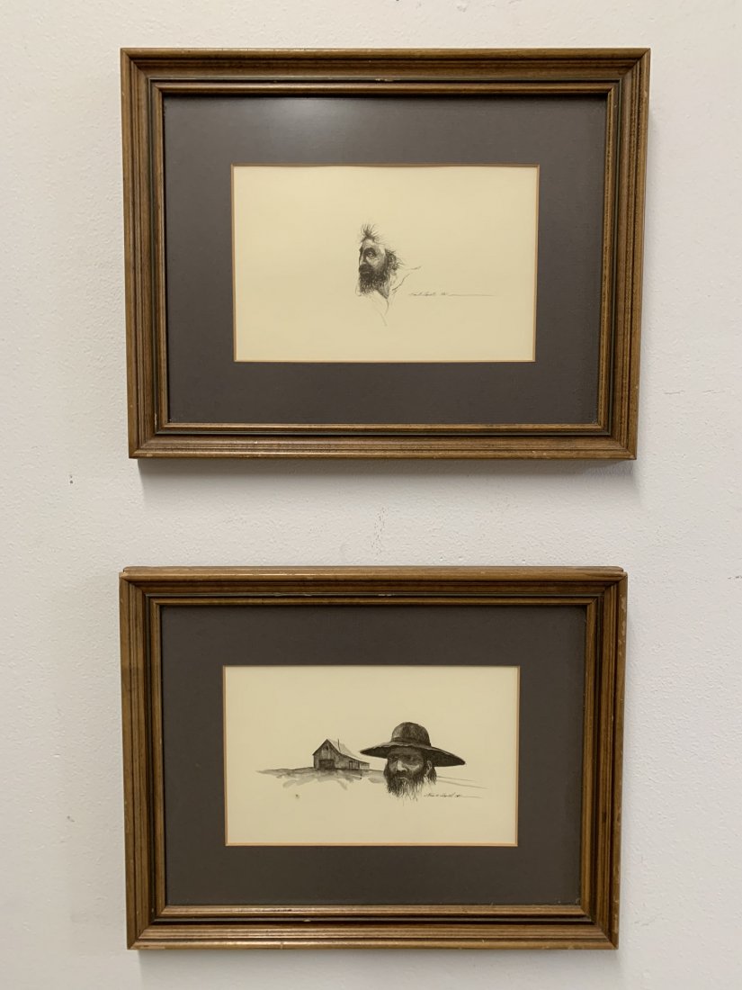 2 Frank Howell Egg Tempera / Paper Art: 2 Frank Howell Egg Tempera / Paper Art. Signed Frank Howell & dated 1921-1941 art. Pictures measure 5" H x 8" W & both frames measure 10 1/2" H x 13 1/2" W. In good condition.