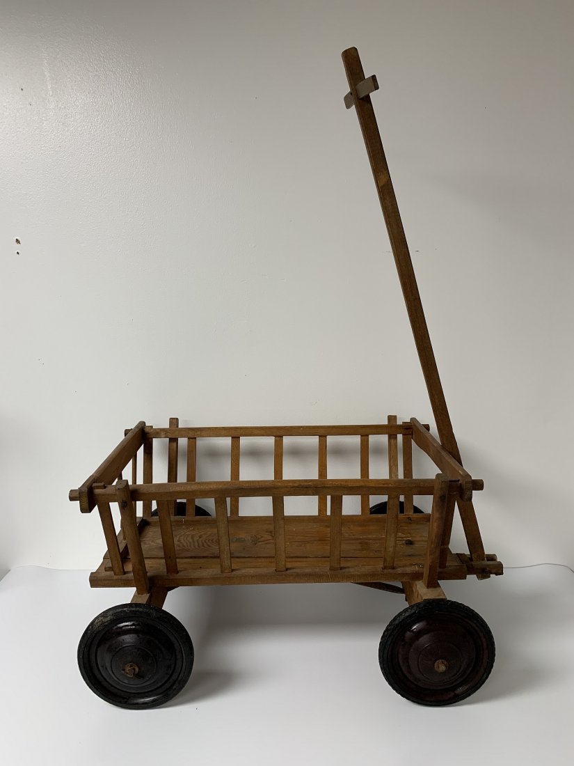 Primitive Market Cart / Wagon: Primitive Market Cart / Wagon. Measurements: 17" tall x 34" wide x 16 1/2" deep & handle measures 15 1/2". In good condition.