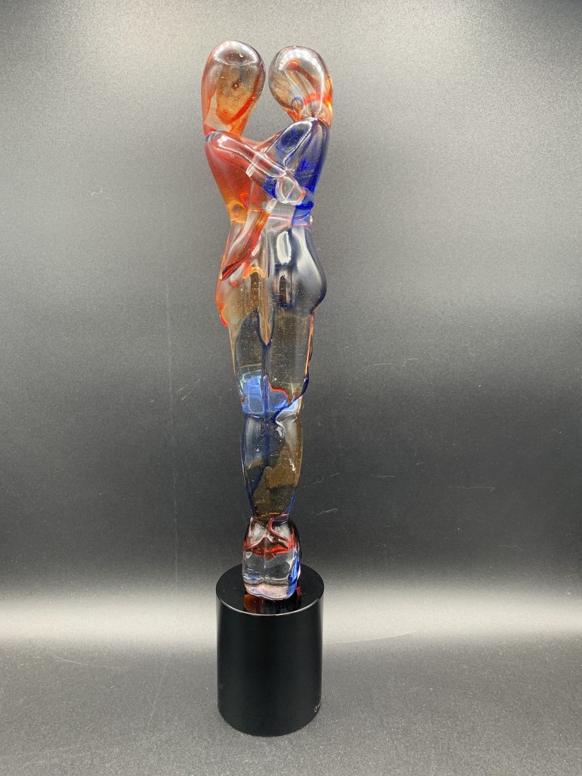 Oggetti Murano Italian art Glass Signed M Badioli: "Lovers Embraced" Murano Italian Art Glass Sculpture measures 15" tall & weight: 4 lbs. In good condition.