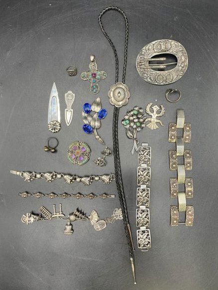 Lot of Sterling  Jewelry, Bracelet, Rings & Pins (1 of 18)