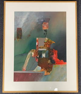 Abstract Painting by W. Scott Wilson: Abstract Painting by W. Scott Wilson. Signed in the lower left corner. Frame measures 50" tall x 40 1/2" wide. In good condition.