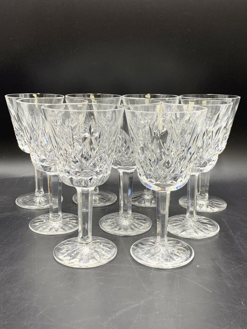9 Waterford Crystal Goblets Lismore Pattern  Glass (1 of 6)
