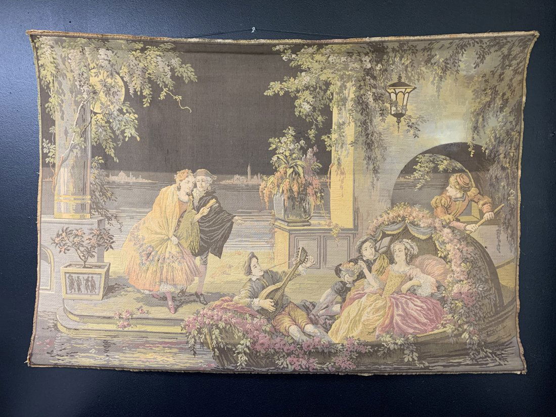 Victorian Wall Tapestry "Gondola Lovers" by B. Deligne (1 of 8)
