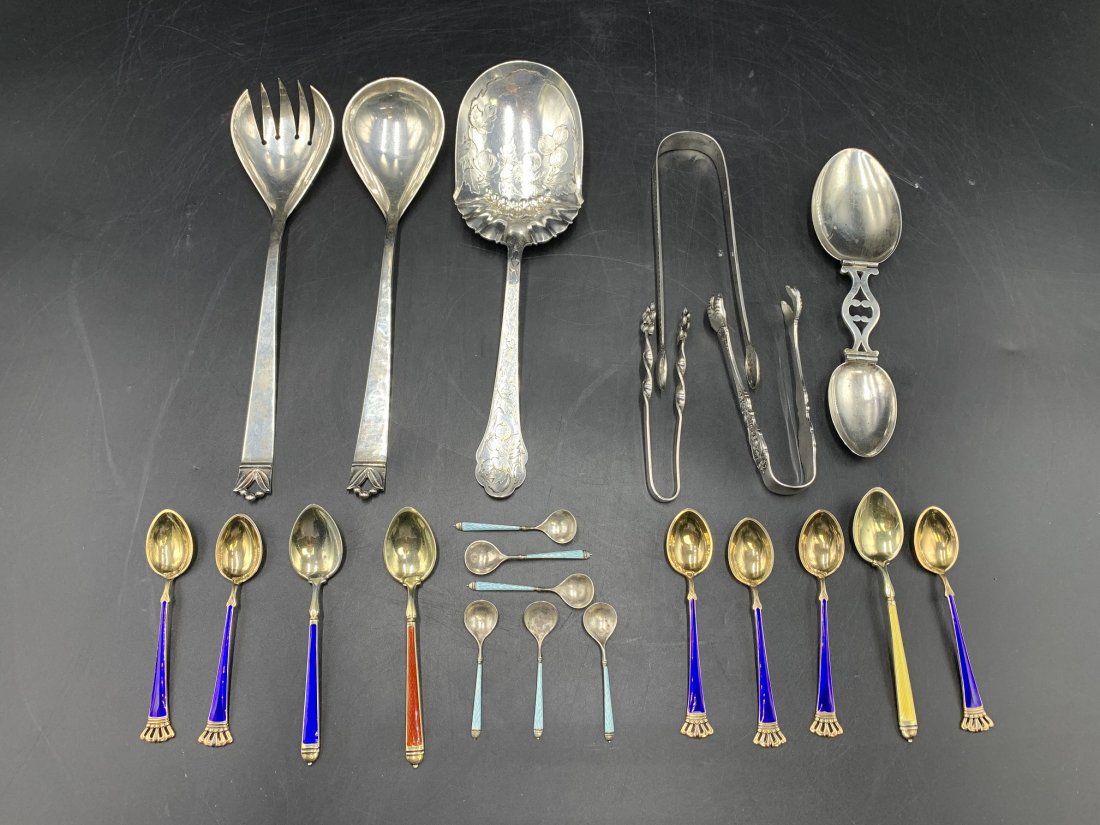 Sterling Flatware 13.5 troy oz. Cellini Salad- Enameled (1 of 20)