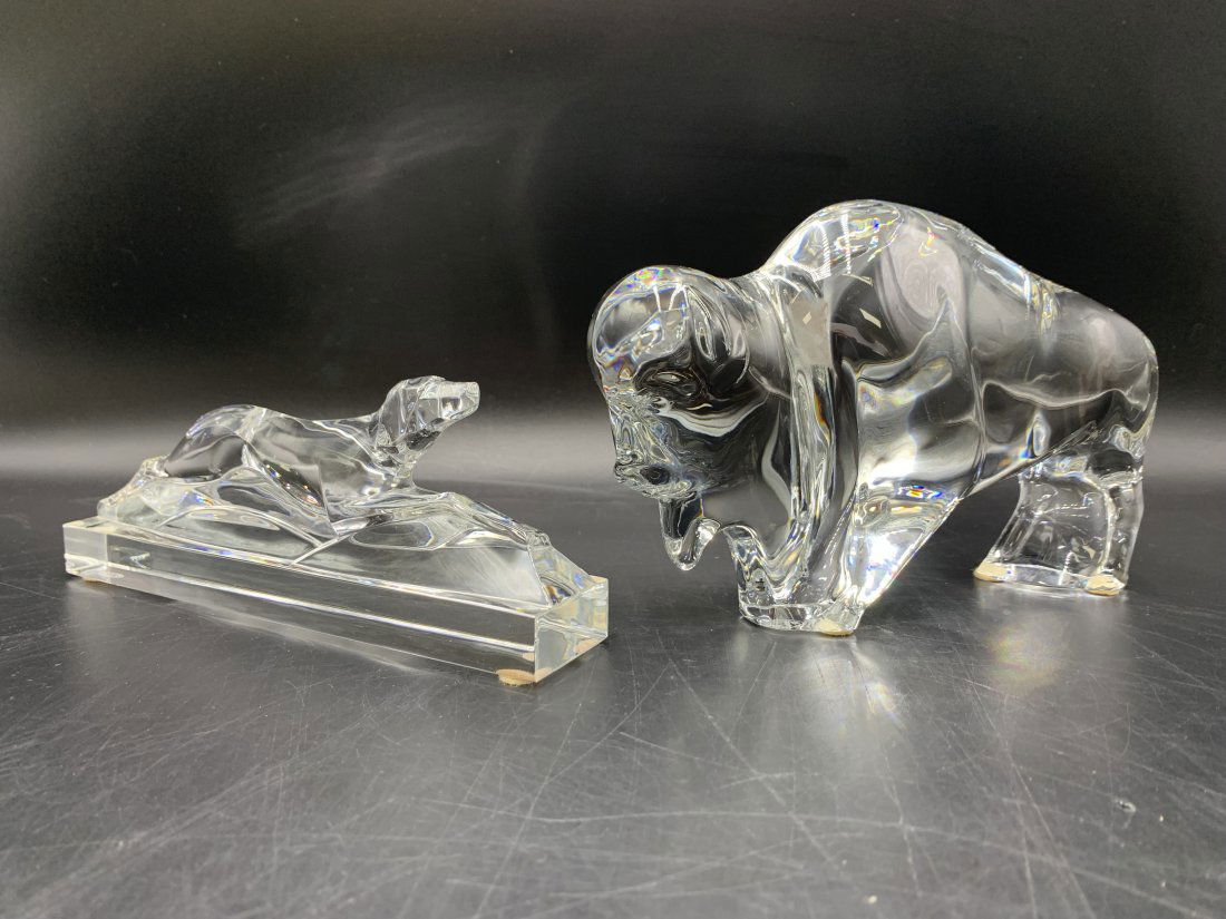 2 Baccarat Crystal Figurine Bison & Greyhound (1 of 14)