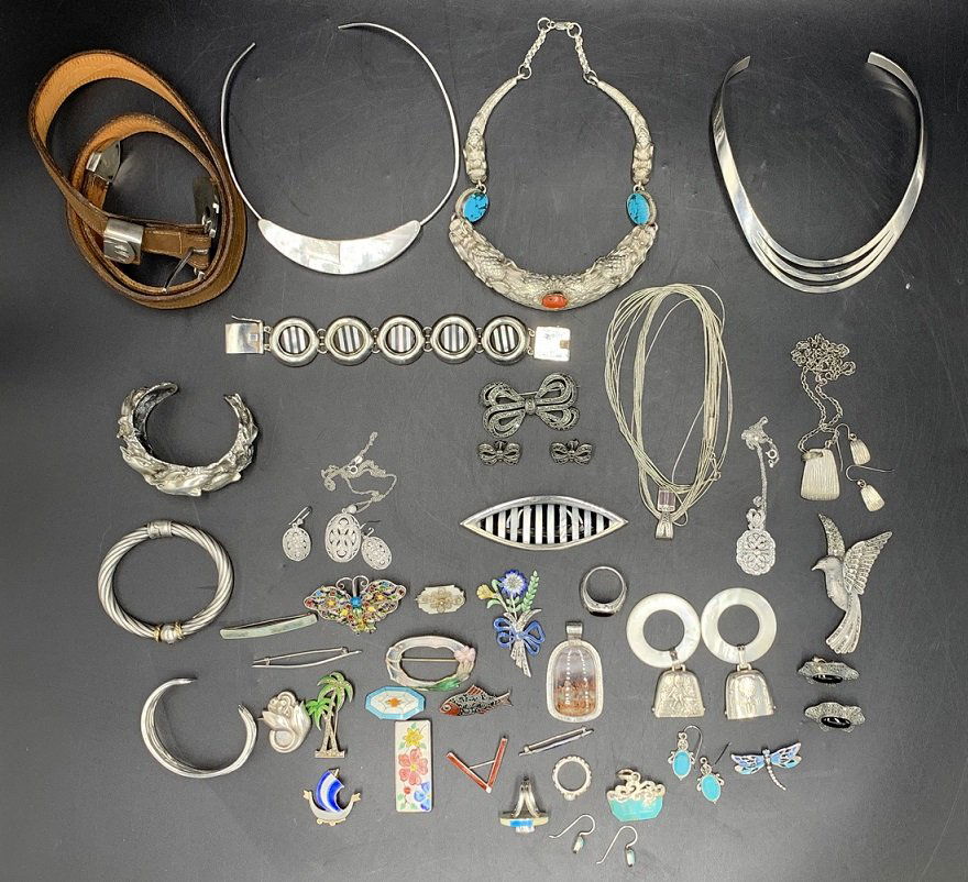 Large Estate Lot Sterling Jewelry Necklace, Bracelets (1 of 20)