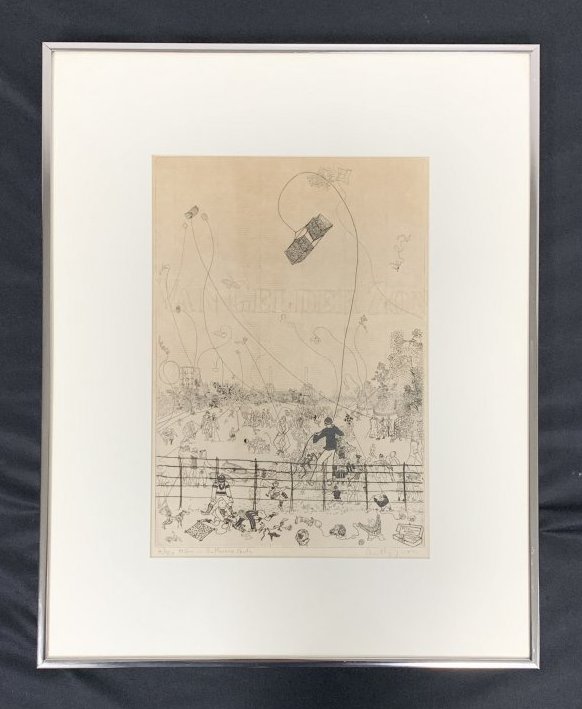 Etching "Kites in Battlesea Park" by Anthony Gross (1 of 7)