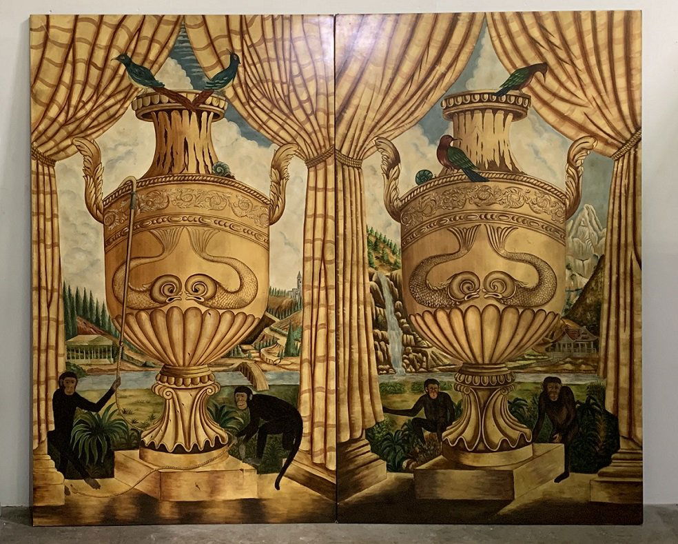 Pair of Maitland-Smith Monkey & Urn Panels 84" Tall (1 of 10)