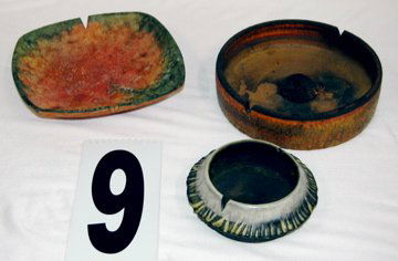 THREE FANTONI ASHTRAYS: 3 FANTONI (FOR RAYMOR) ASHTRAYS, ALL CERAMIC, MINT.