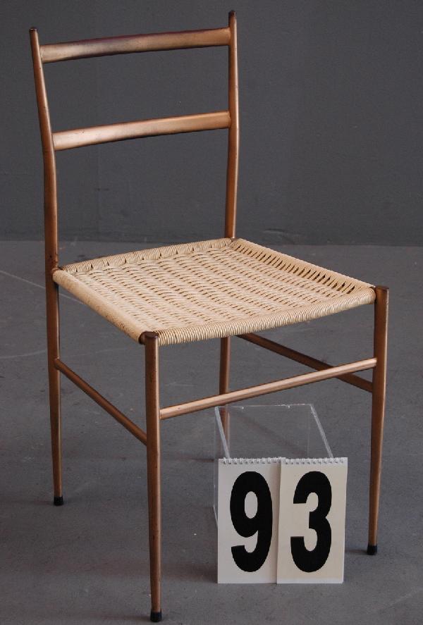 GIO PONTI SIDE CHAIR: GIO PONTI ALUMINUM SIDE CHAIR WITH WOVEN SEAT, C 1960.