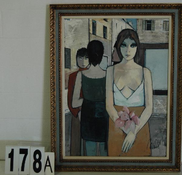 CHARLES LEVIER, O/C: CHARLES LEVIER, OIL ON CANVAS, "FRENCH WOMAN IN STREET" LISTED ARTIST, DOUBLE SIGNED, 37 X 47.