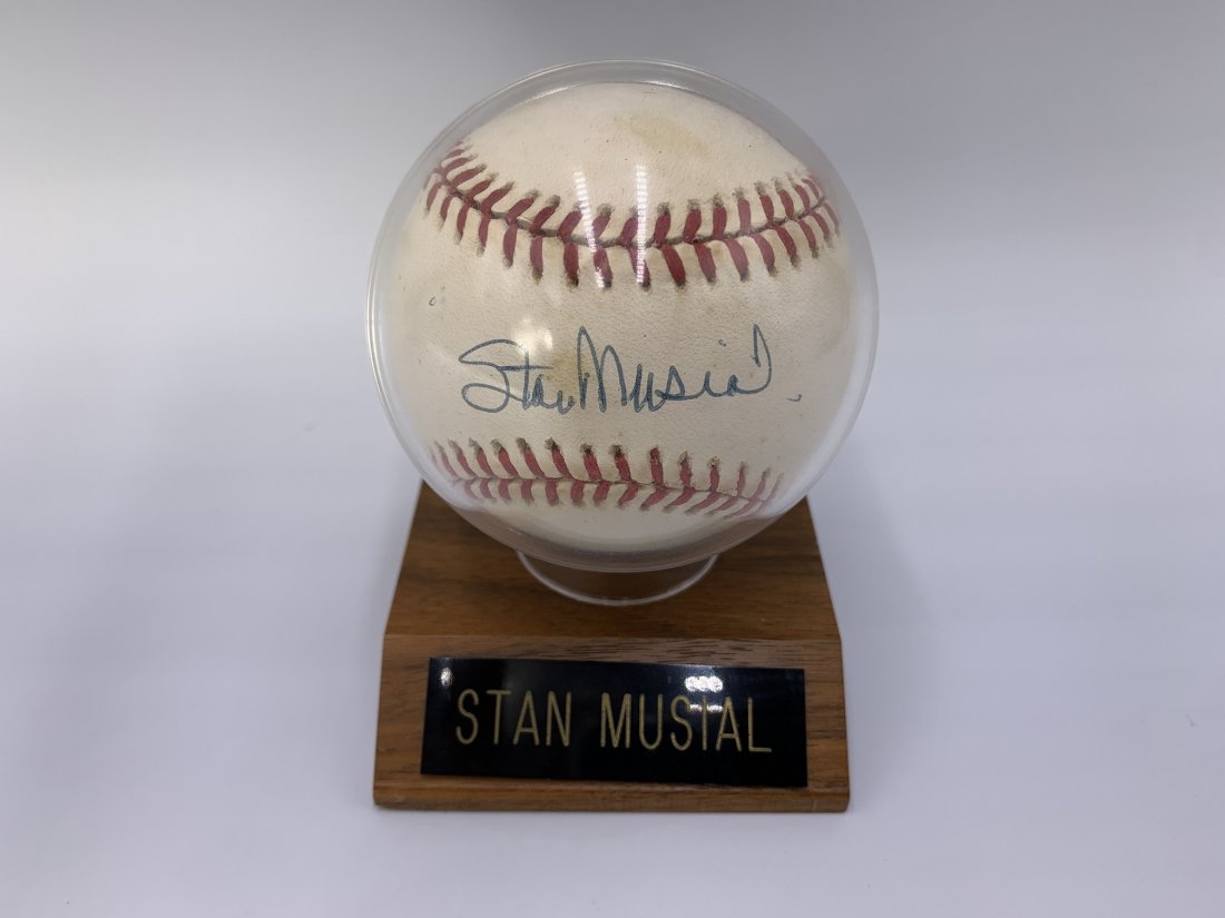 Stan Musial "Stan the Man" Autographed Baseball: Autographed baseball signed by Stan Musial "Stan the Man" from the St. Louis Cardinals in protective display. The autographed ball come with certificate of authenticity. In excellent condition. The ma