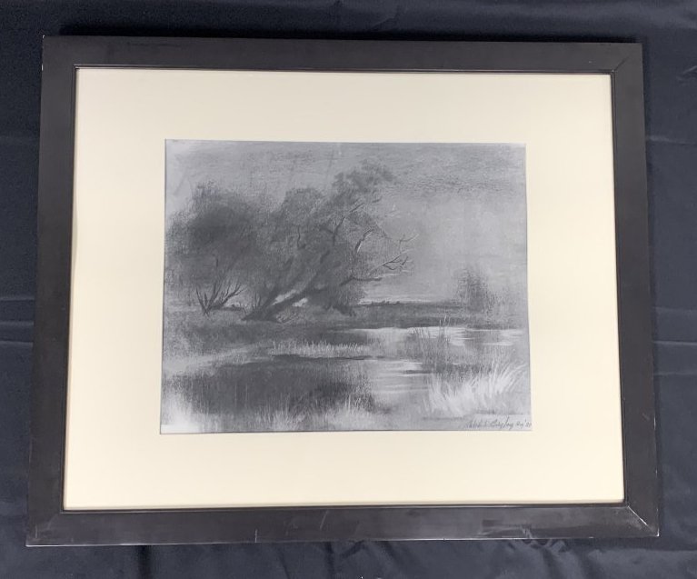 Original Charcoal "Landscape" Drawing  by Ralph L. Bagley (1 of 7)