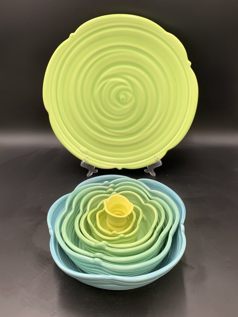 9 pcs "Cabbage Rose" by Marge Margulies Pottery (1 of 18)