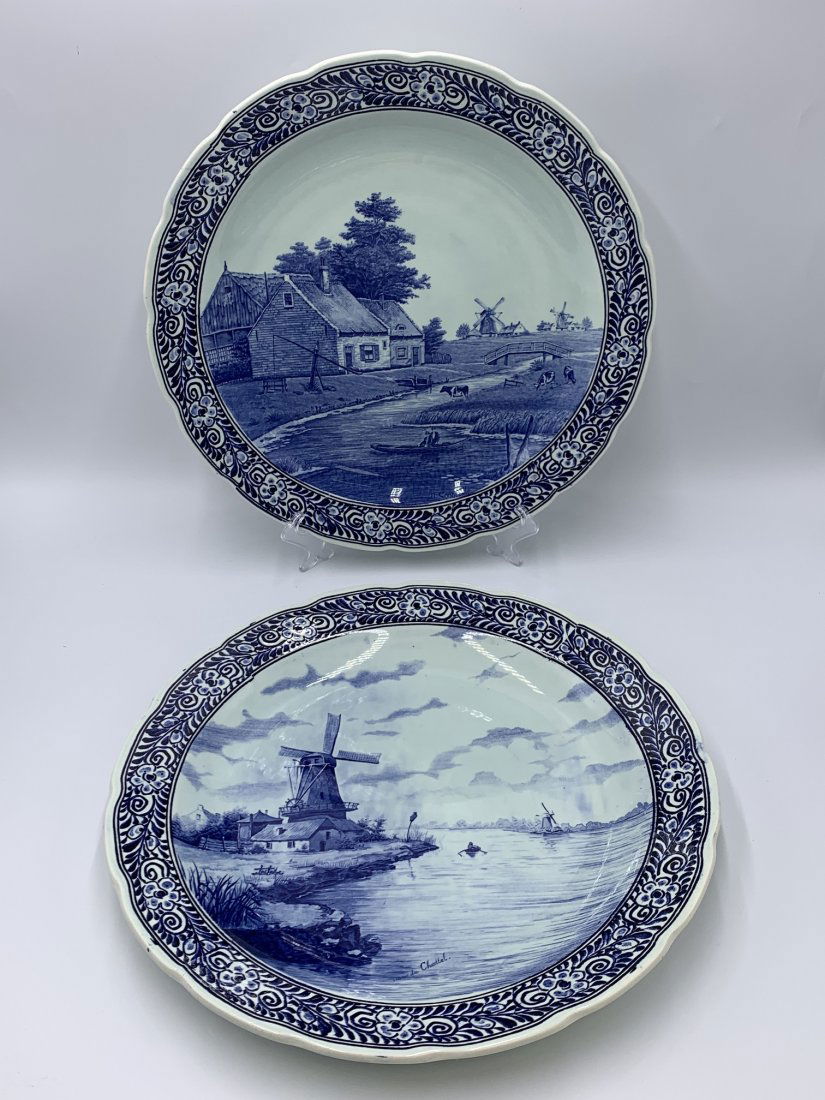 Pair Delft Royal Sphinx Blue & White Wall Plates (1 of 11)